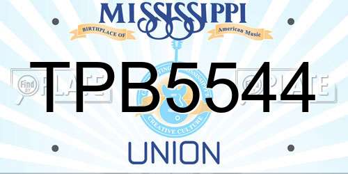 TPB5544 Mississippi License Plate
