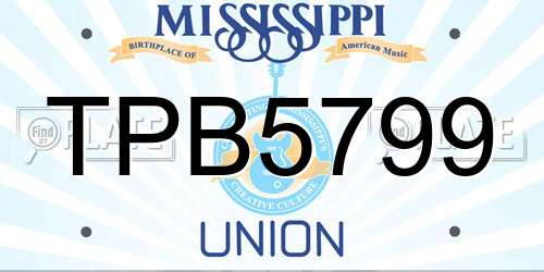 TPB5799 Mississippi License Plate