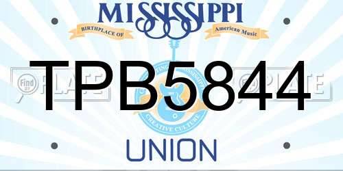 TPB5844 Mississippi License Plate