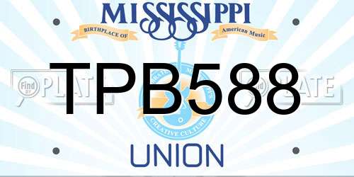 TPB588 Mississippi License Plate