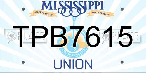 TPB7615 Mississippi License Plate