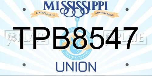 TPB8547 Mississippi License Plate