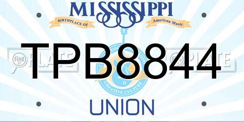 TPB8844 Mississippi License Plate