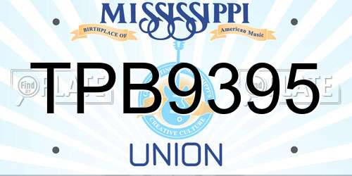 TPB9395 Mississippi License Plate