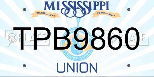 TPB9860 Mississippi License Plate