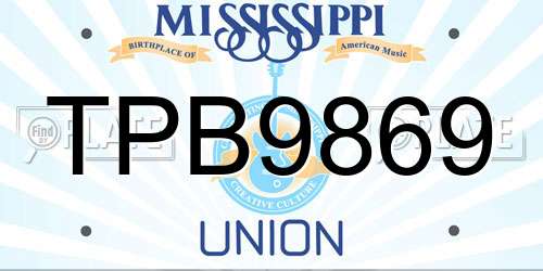 TPB9869 Mississippi License Plate
