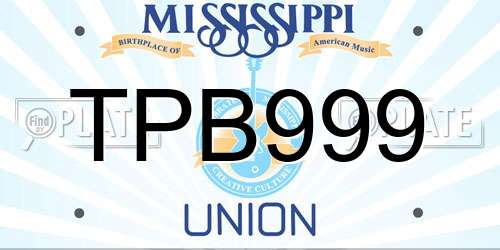 TPB999 Mississippi License Plate