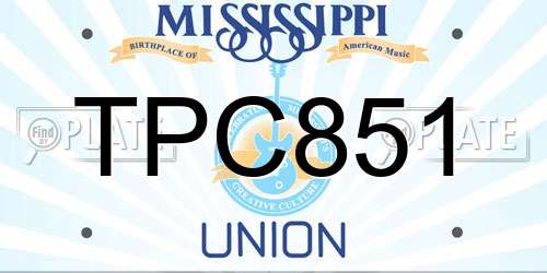 TPC851 Mississippi License Plate