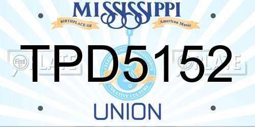 TPD5152 Mississippi License Plate