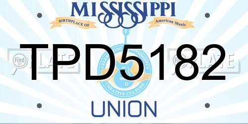TPD5182 Mississippi License Plate