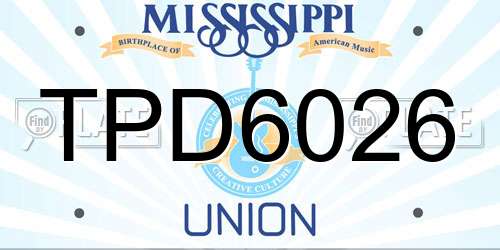 TPD6026 Mississippi License Plate