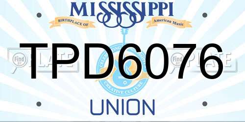 TPD6076 Mississippi License Plate