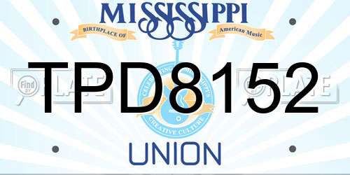 TPD8152 Mississippi License Plate