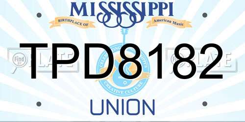 TPD8182 Mississippi License Plate