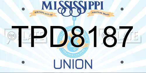 TPD8187 Mississippi License Plate