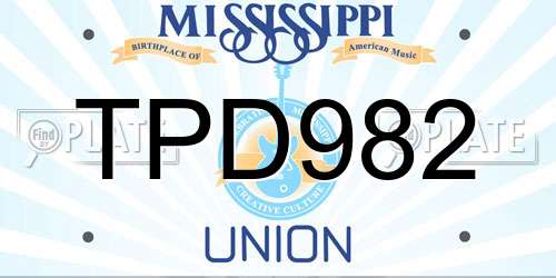 TPD982 Mississippi License Plate