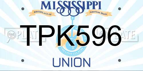 TPK596 Mississippi License Plate