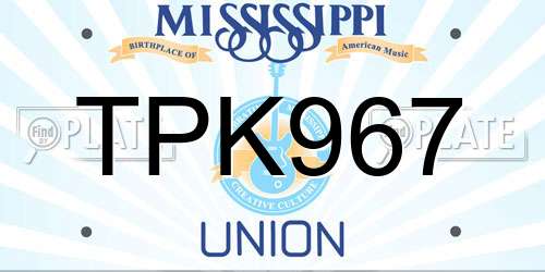 TPK967 Mississippi License Plate