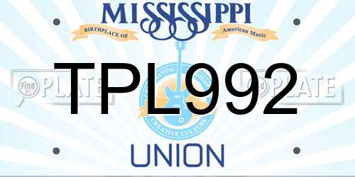 TPL992 Mississippi License Plate