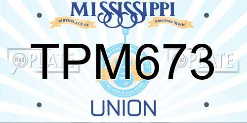 TPM673 Mississippi License Plate