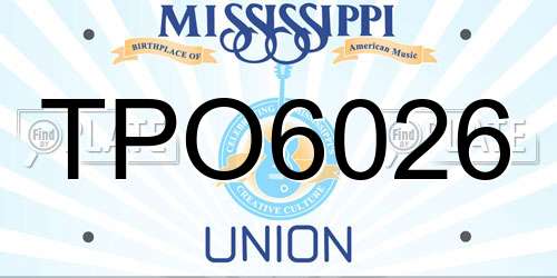 TPO6026 Mississippi License Plate