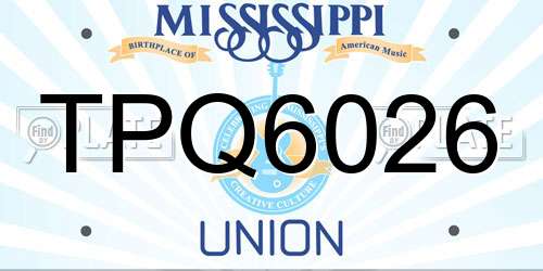 TPQ6026 Mississippi License Plate