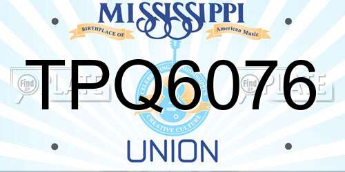 TPQ6076 Mississippi License Plate