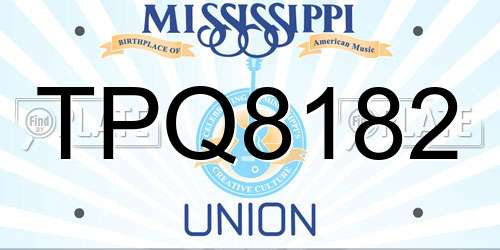TPQ8182 Mississippi License Plate