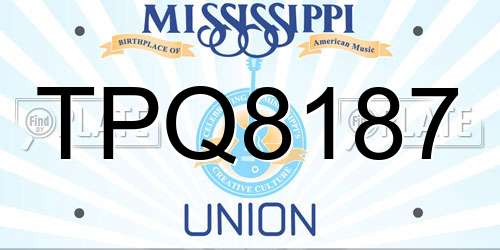 TPQ8187 Mississippi License Plate