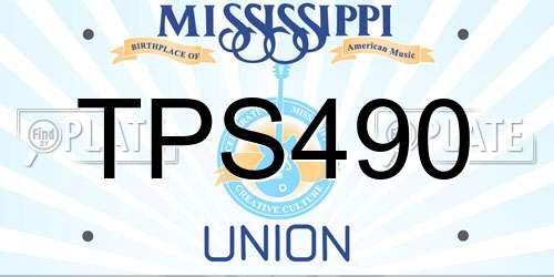 TPS490 Mississippi License Plate