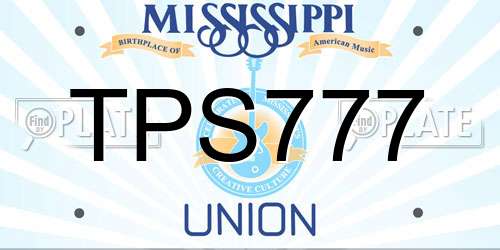 TPS777 Mississippi License Plate