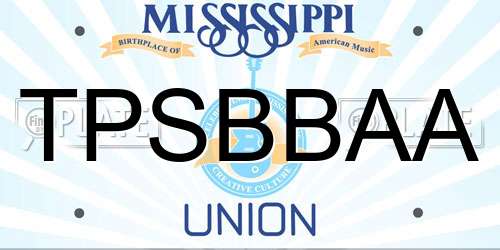 TPSBBAA Mississippi License Plate