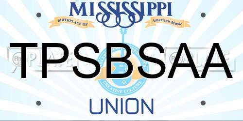 TPSBSAA Mississippi License Plate