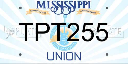 TPT255 Mississippi License Plate