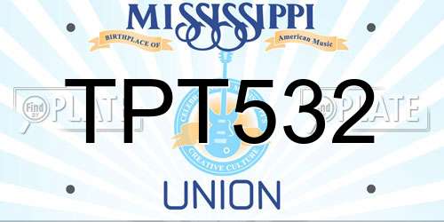 TPT532 Mississippi License Plate
