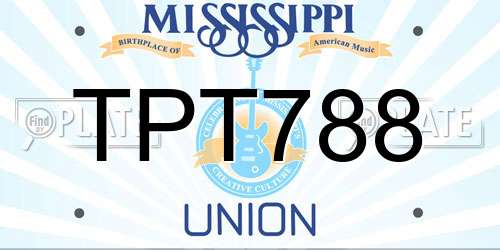 TPT788 Mississippi License Plate