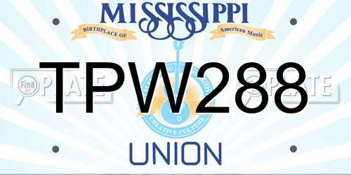 TPW288 Mississippi License Plate