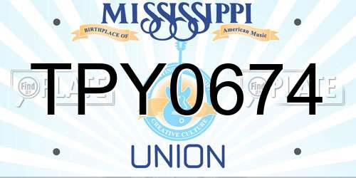 TPY0674 Mississippi License Plate