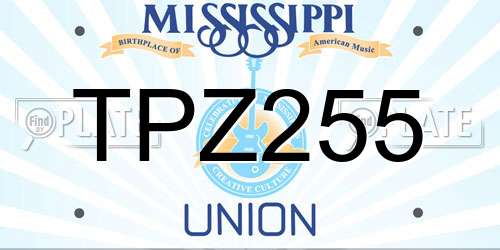 TPZ255 Mississippi License Plate