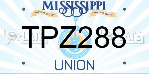 TPZ288 Mississippi License Plate