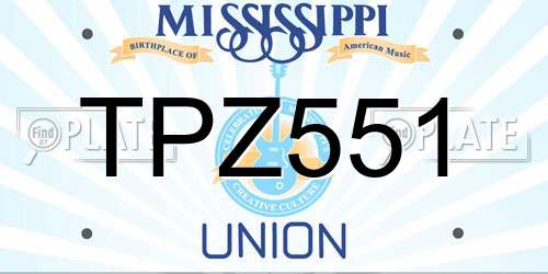 TPZ551 Mississippi License Plate
