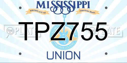 TPZ755 Mississippi License Plate