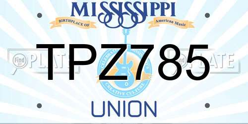 TPZ785 Mississippi License Plate