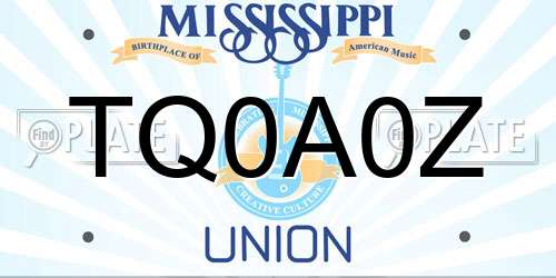 TQ0A0Z Mississippi License Plate