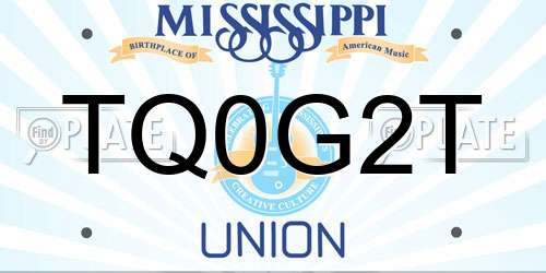 TQ0G2T Mississippi License Plate