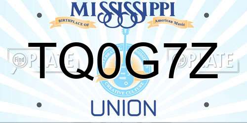 TQ0G7Z Mississippi License Plate