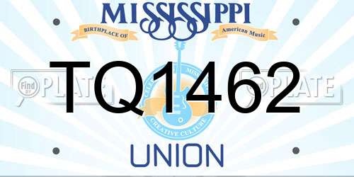 TQ1462 Mississippi License Plate