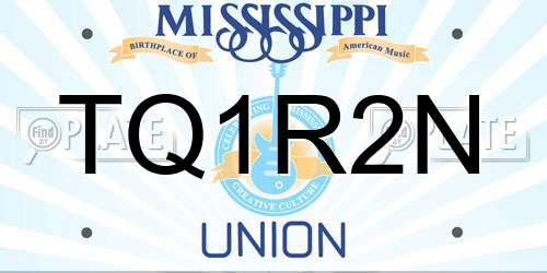 TQ1R2N Mississippi License Plate