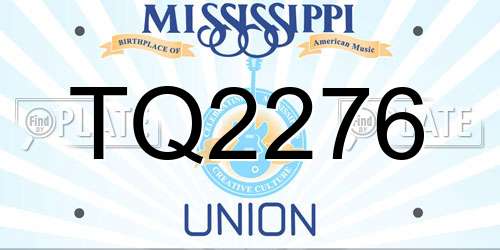 TQ2276 Mississippi License Plate