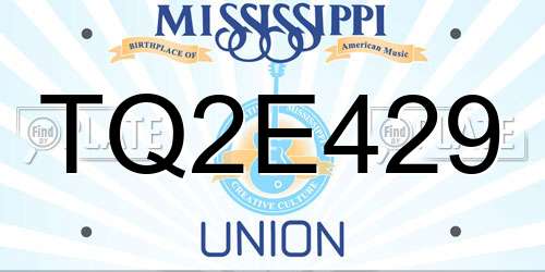 TQ2E429 Mississippi License Plate